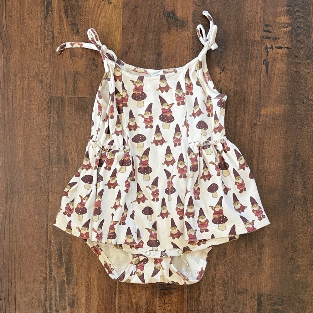 Adorable Gnome Print Baby Romper